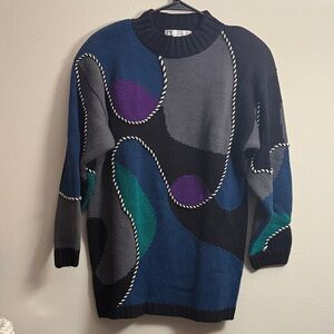 Vintage Colorful Abstract Women's Sweater